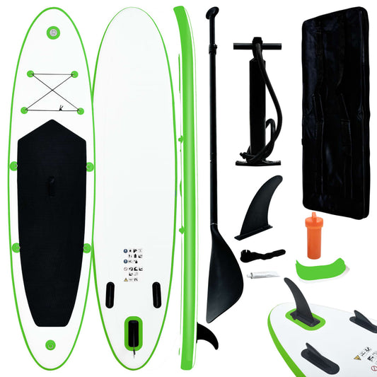 Aufblasbares Stand Up Paddle Board Set Grün und Weiß - Premium Paddelboards  - Just €295.08! Shop now at homesales4u