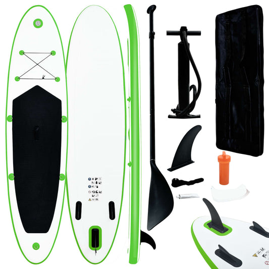 Aufblasbares Stand Up Paddle Board Set Grün und Weiß - Premium Paddelboards  - Just €277.47! Shop now at homesales4u