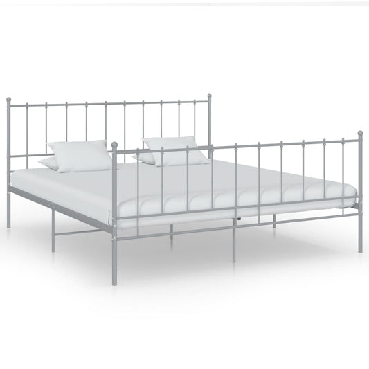 Bett Grau Metall 200x200 cm - Premium Betten & Bettgestelle  - Just €118.68! Shop now at homesales4u