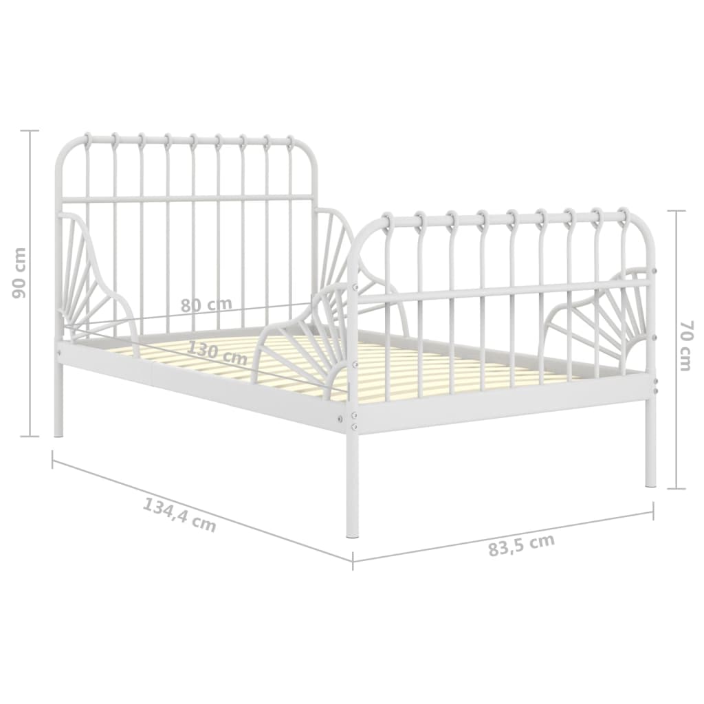 Ausziehbett Weiß Metall 80x130/200 cm - Premium Betten & Bettgestelle  - Just €166.53! Shop now at homesales4u