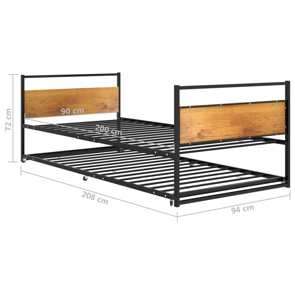 Ausziehbett Schwarz Metall 90x200 cm - Premium Betten & Bettgestelle  - Just €226.54! Shop now at homesales4u