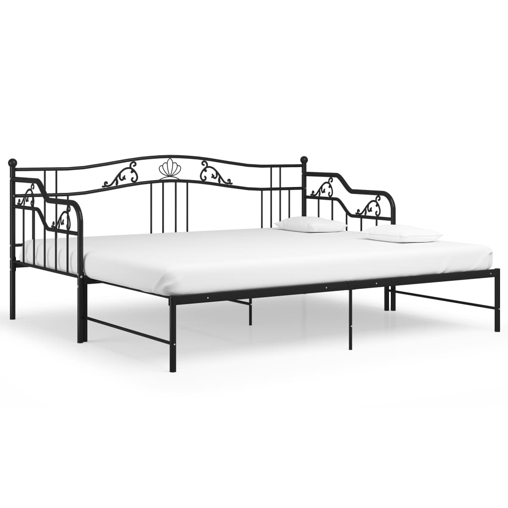 Ausziehsofa Bettgestell Schwarz Metall 90x200 cm - Premium Betten & Bettgestelle  - Just €293.85! Shop now at homesales4u