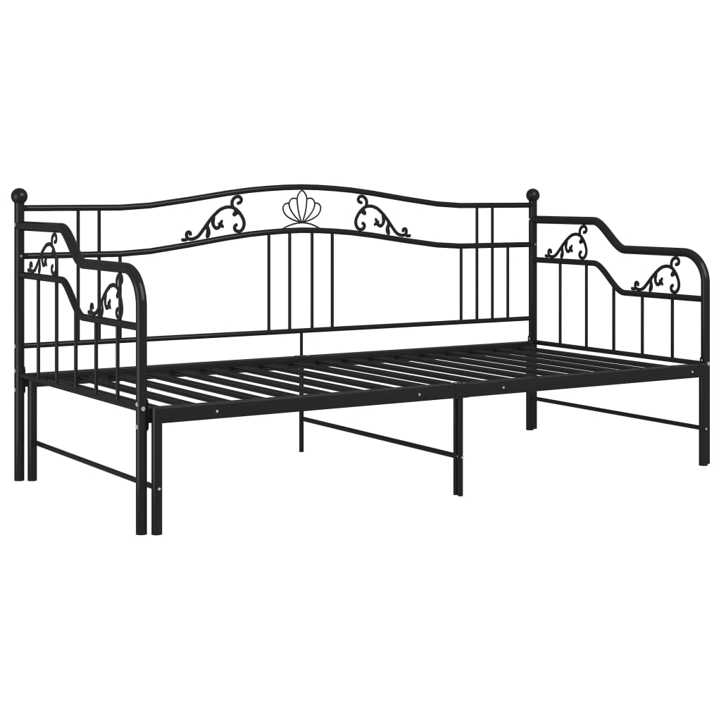 Ausziehsofa Bettgestell Schwarz Metall 90x200 cm - Premium Betten & Bettgestelle  - Just €293.85! Shop now at homesales4u