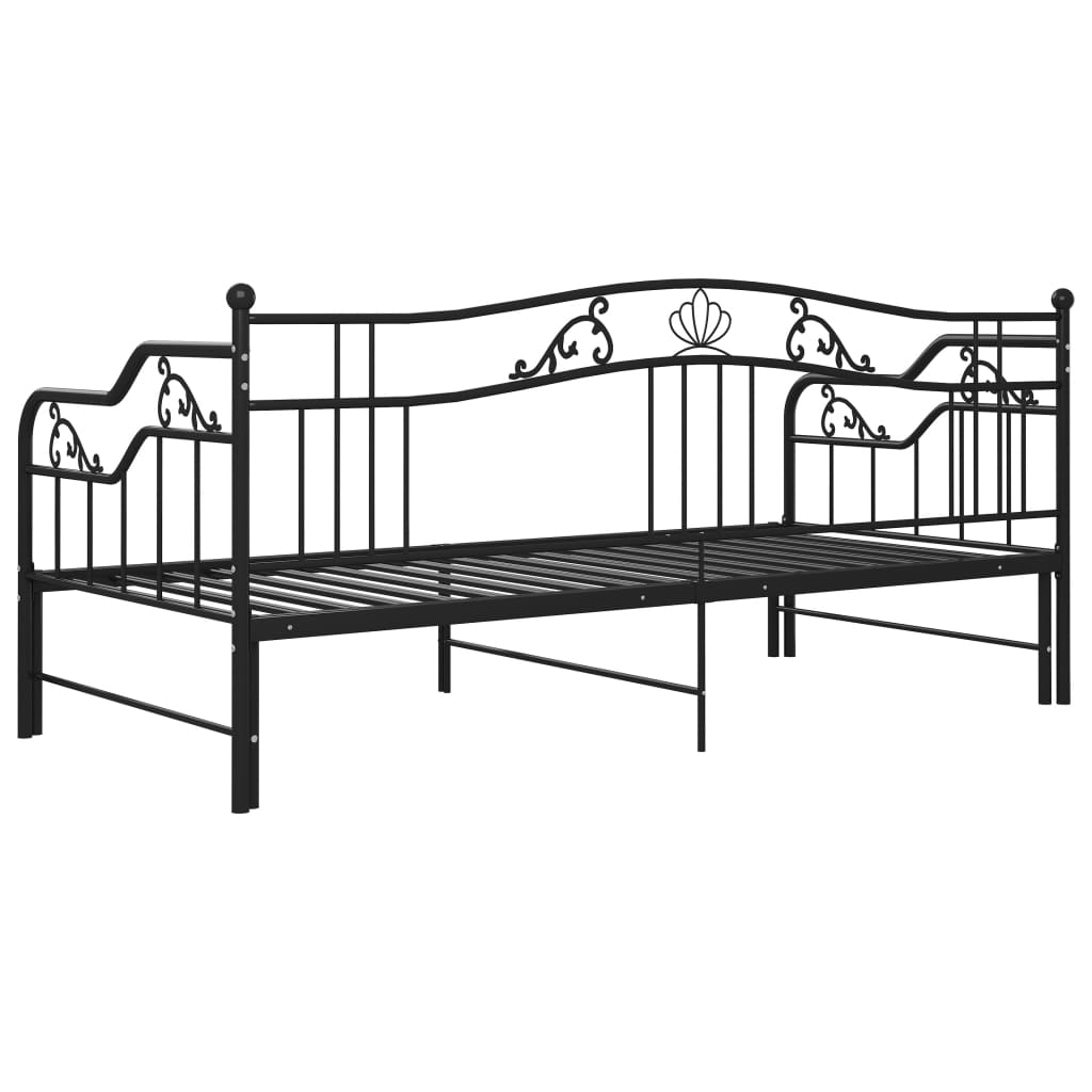Ausziehsofa Bettgestell Schwarz Metall 90x200 cm - Premium Betten & Bettgestelle  - Just €293.85! Shop now at homesales4u