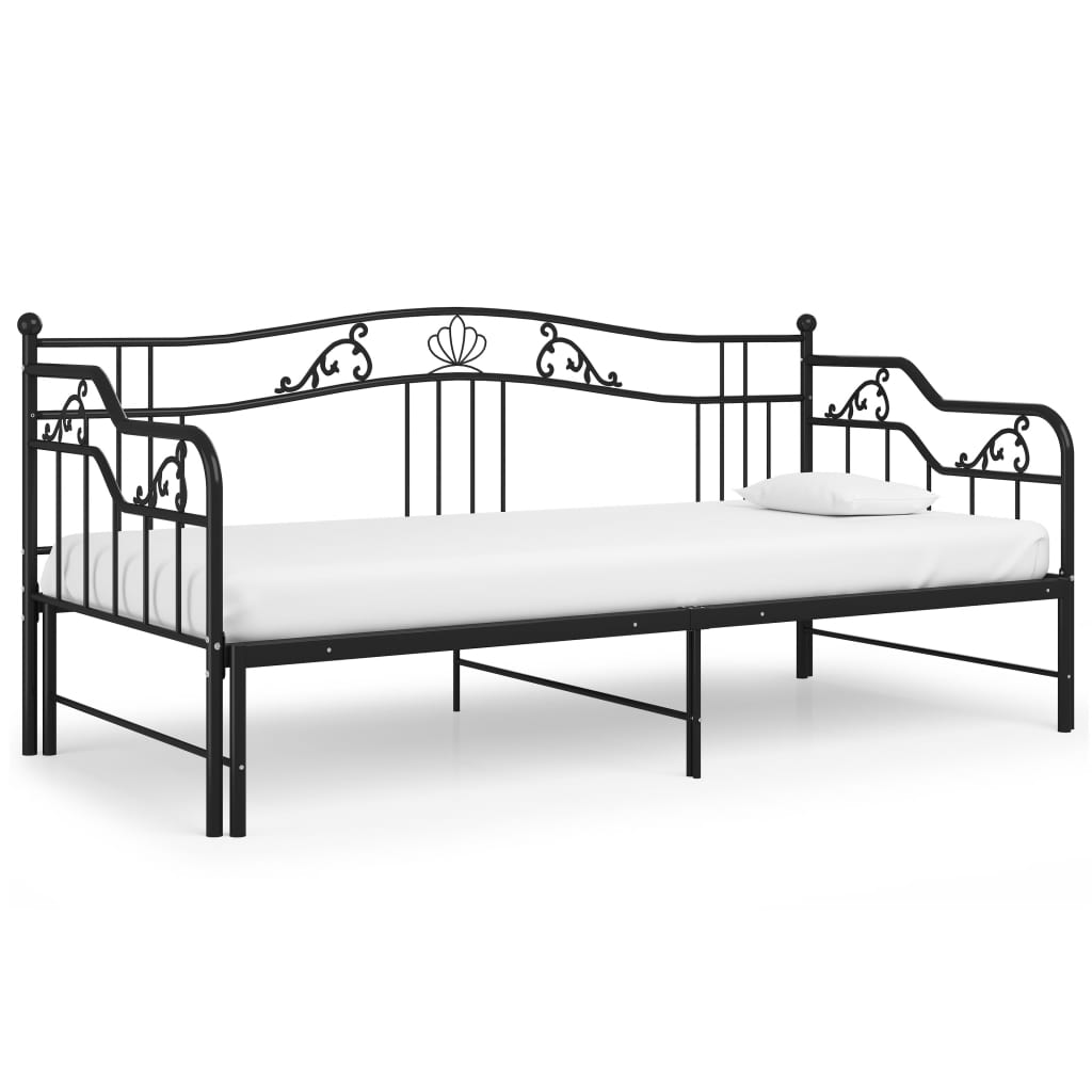 Ausziehsofa Bettgestell Schwarz Metall 90x200 cm - Premium Betten & Bettgestelle  - Just €293.85! Shop now at homesales4u