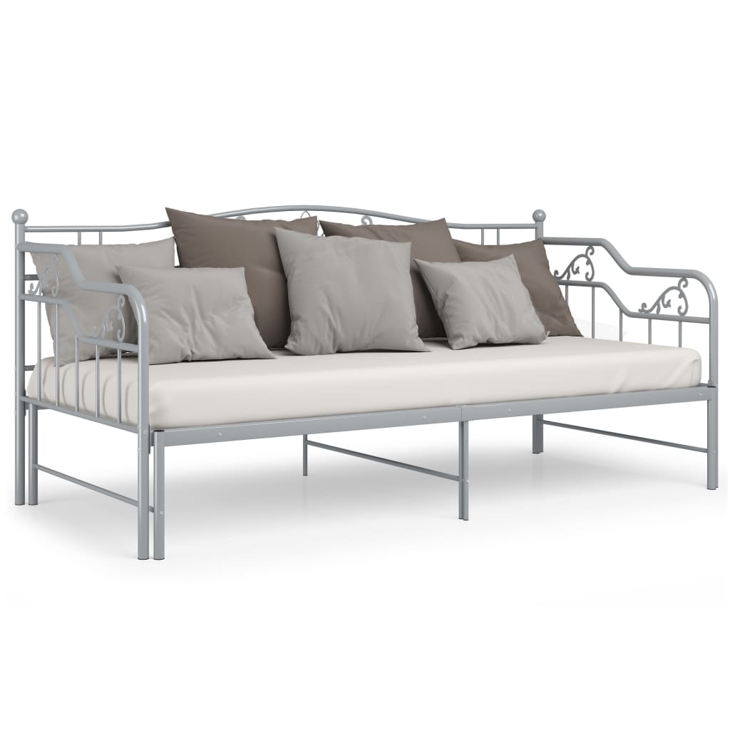 Ausziehsofa Bettgestell Grau Metall 90x200 cm - Premium Betten & Bettgestelle  - Just €217.09! Shop now at homesales4u