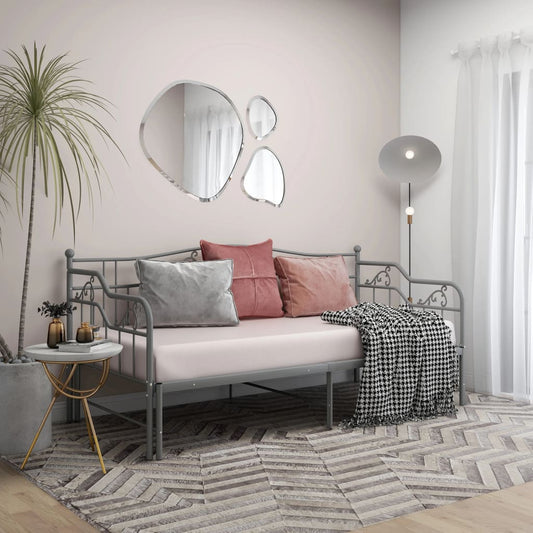 Ausziehsofa Bettgestell Grau Metall 90x200 cm - Premium Betten & Bettgestelle  - Just €217.03! Shop now at homesales4u