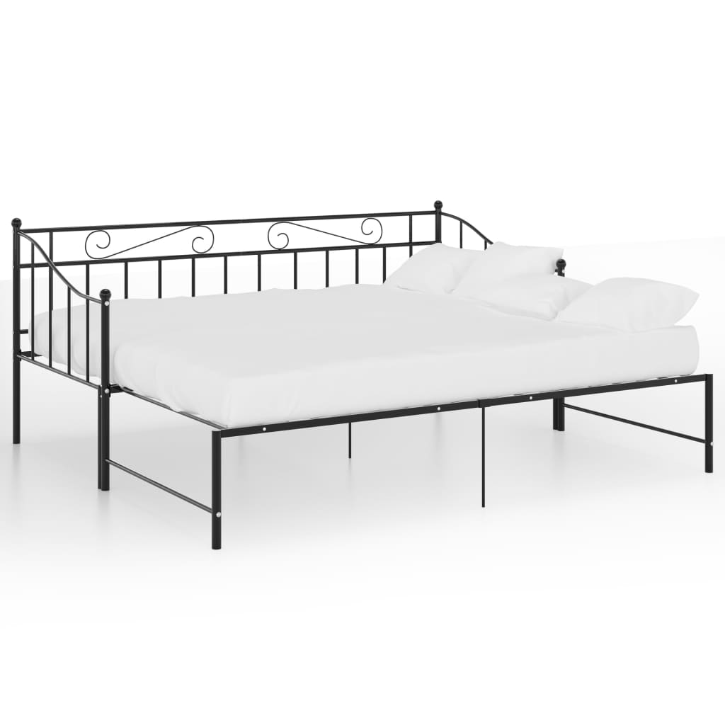 Ausziehsofa Bettgestell Schwarz Metall 90x200 cm - Premium Betten & Bettgestelle  - Just €193.96! Shop now at homesales4u
