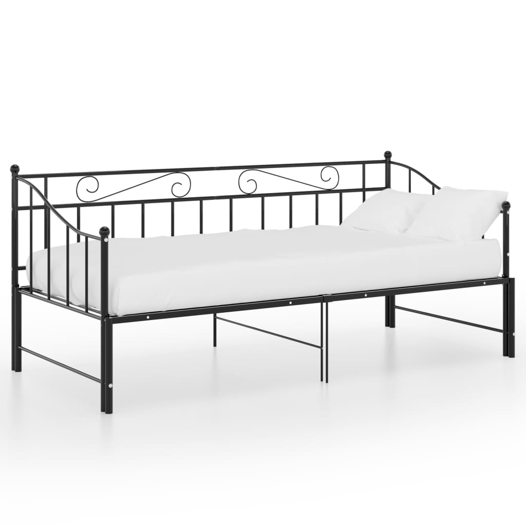 Ausziehsofa Bettgestell Schwarz Metall 90x200 cm - Premium Betten & Bettgestelle  - Just €193.96! Shop now at homesales4u