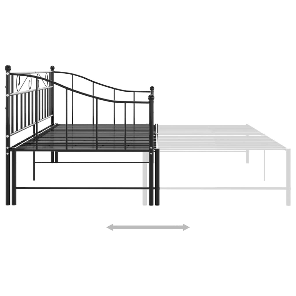 Ausziehsofa Bettgestell Schwarz Metall 90x200 cm - Premium Betten & Bettgestelle  - Just €193.96! Shop now at homesales4u