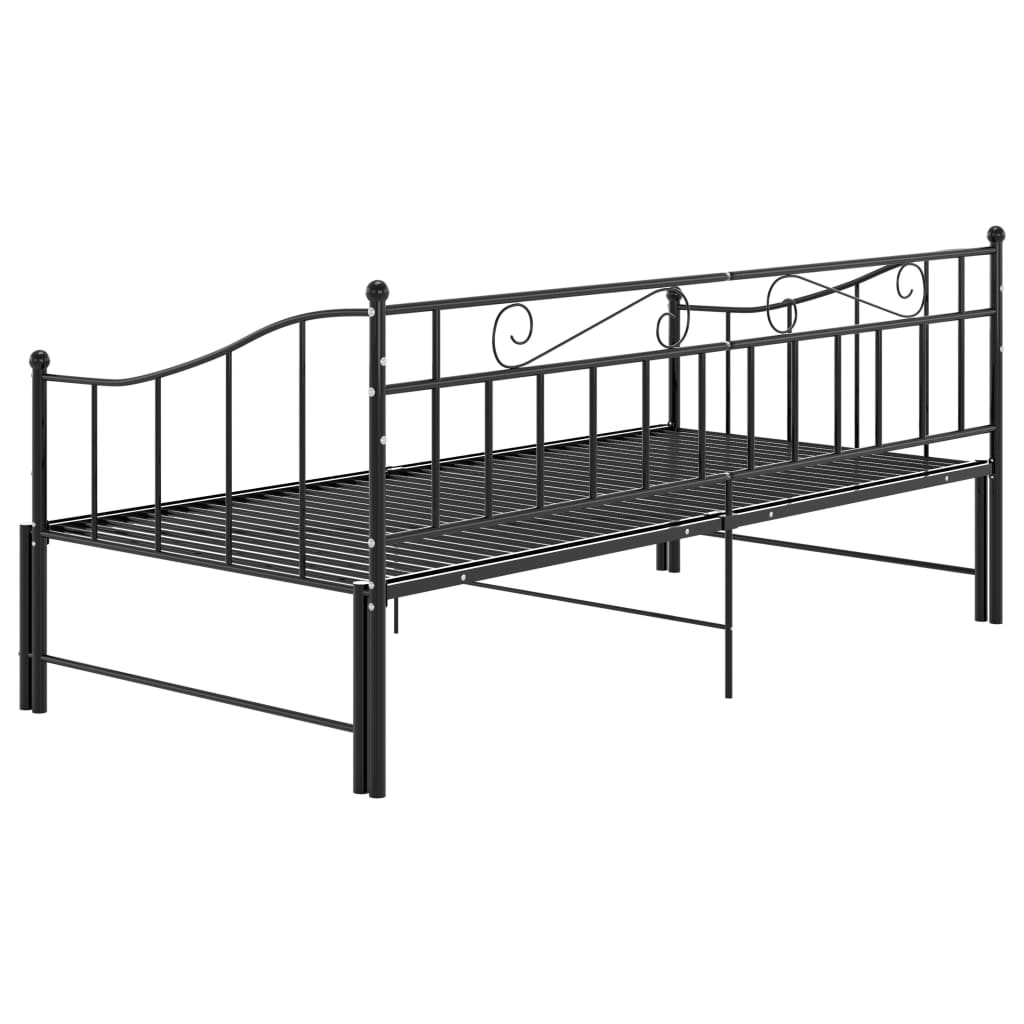 Ausziehsofa Bettgestell Schwarz Metall 90x200 cm - Premium Betten & Bettgestelle  - Just €193.96! Shop now at homesales4u