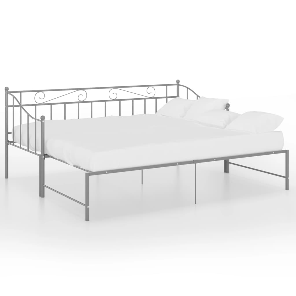 Ausziehsofa Bettgestell Grau Metall 90x200 cm - Premium Betten & Bettgestelle  - Just €193.33! Shop now at homesales4u