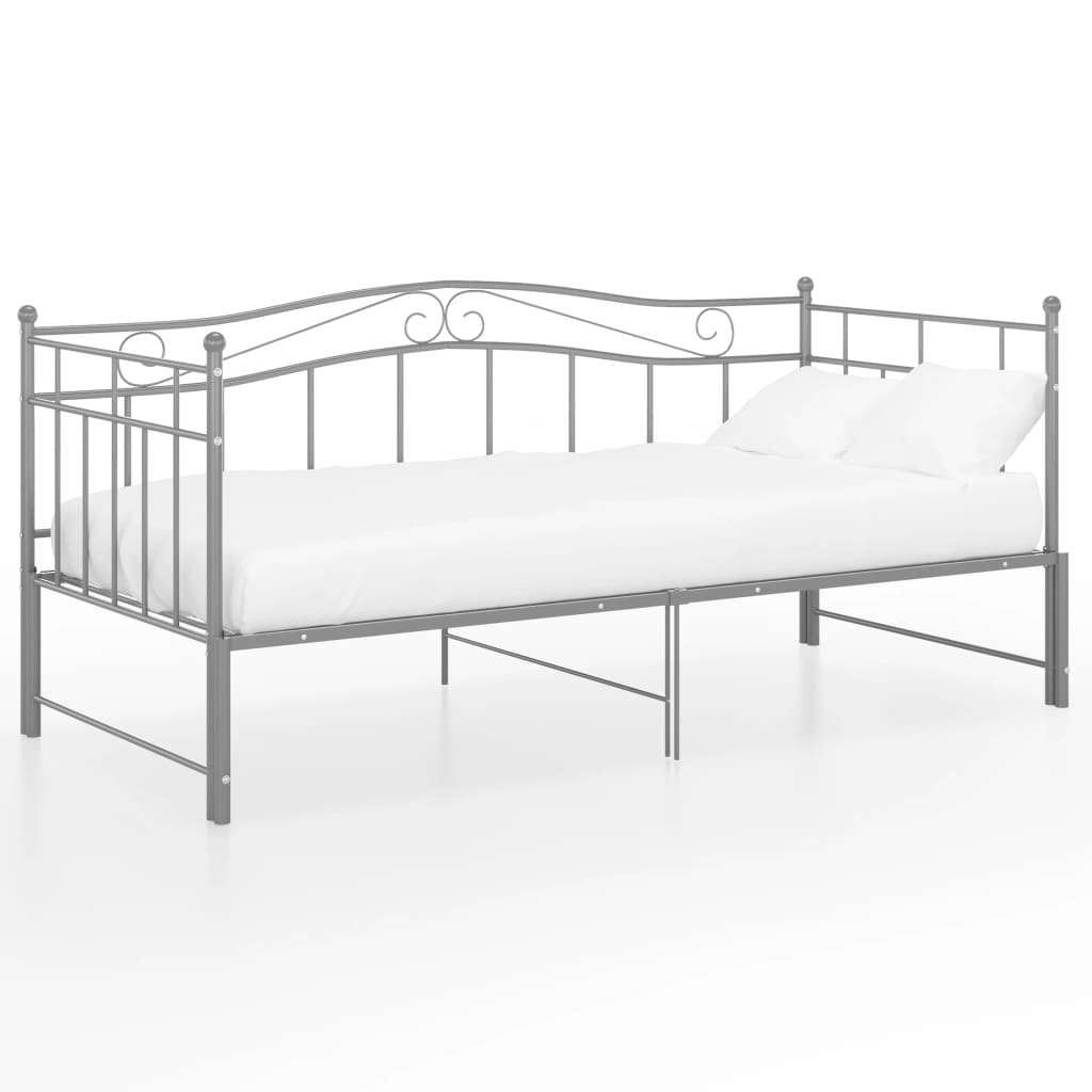 Ausziehsofa Bettgestell Grau Metall 90x200 cm - Premium Betten & Bettgestelle  - Just €199.66! Shop now at homesales4u