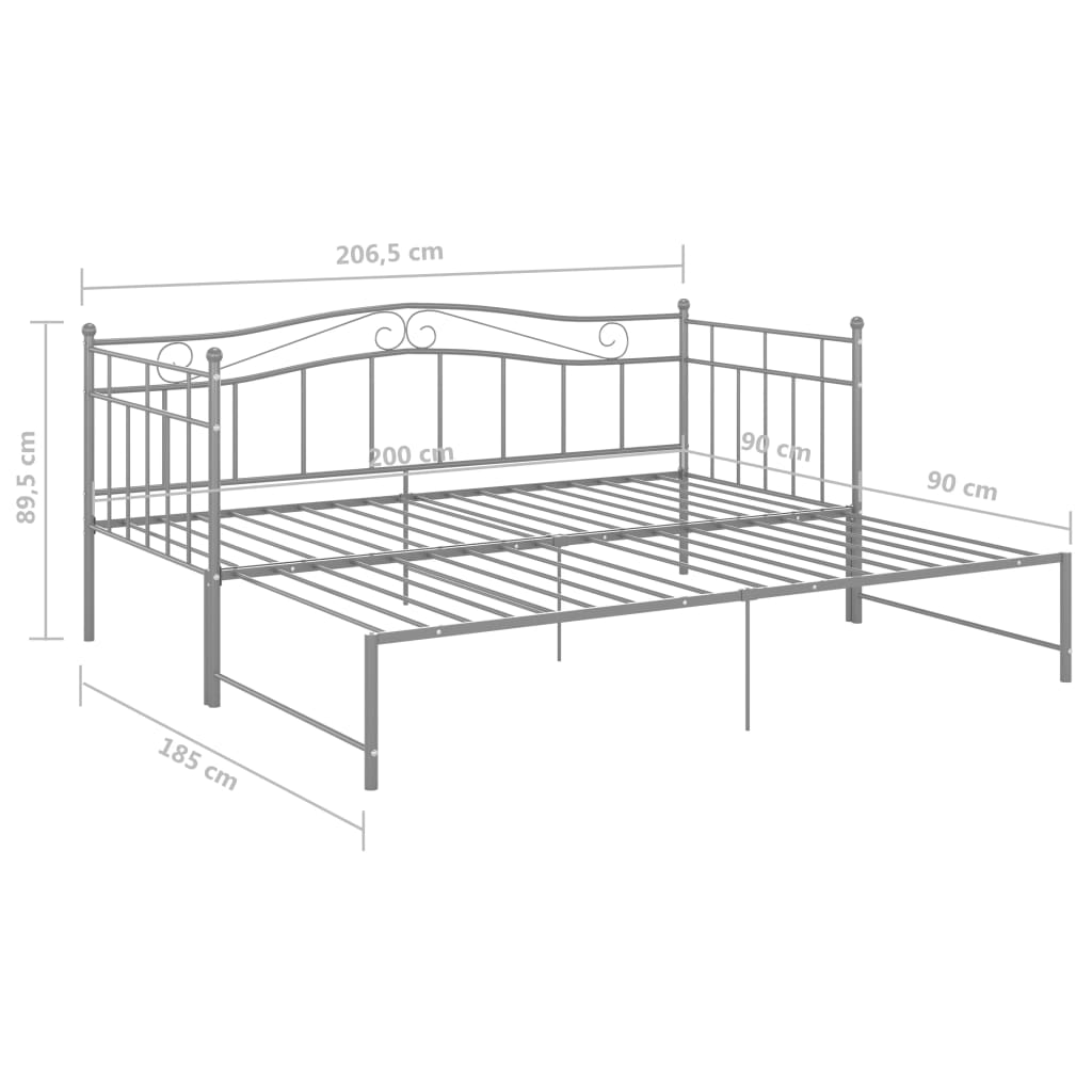 Ausziehsofa Bettgestell Grau Metall 90x200 cm - Premium Betten & Bettgestelle  - Just €199.66! Shop now at homesales4u