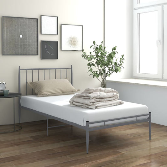 Bett Grau Metall 100x200 cm - Premium Betten & Bettgestelle  - Just €139.54! Shop now at homesales4u