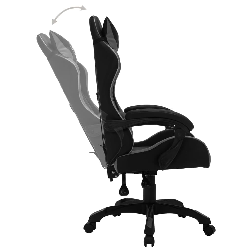 Gaming-Stuhl mit RGB LED-Leuchten Grau und Schwarz Kunstleder - Premium Bürostühle  - Just €207.29! Shop now at homesales4u