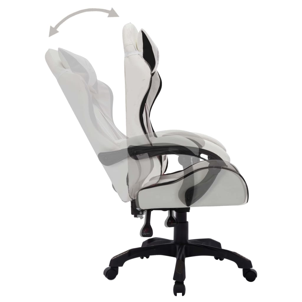 Gaming-Stuhl mit RGB LED-Leuchten Weiß und Schwarz Kunstleder - Premium Bürostühle  - Just €233.59! Shop now at homesales4u