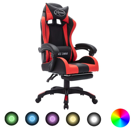 Gaming-Stuhl mit RGB LED-Leuchten Rot und Schwarz Kunstleder - Premium Bürostühle  - Just €229.84! Shop now at homesales4u