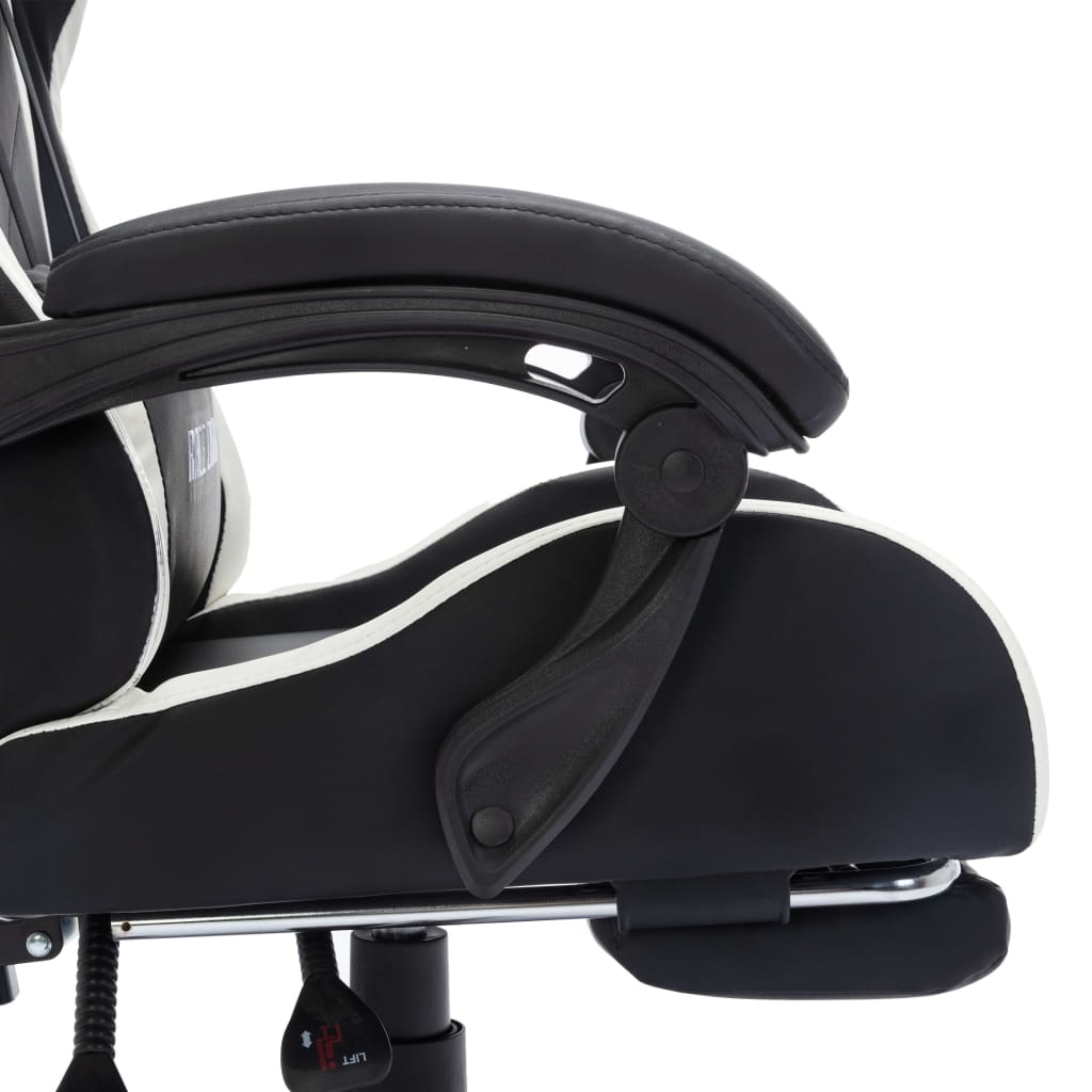 Gaming-Stuhl mit RGB LED-Leuchten Weiß und Schwarz Kunstleder - Premium Bürostühle  - Just €243.07! Shop now at homesales4u