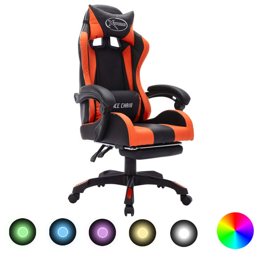 Gaming-Stuhl mit RGB LED-Leuchten Orange und Schwarz Kunstleder - Premium Bürostühle  - Just €229.98! Shop now at homesales4u