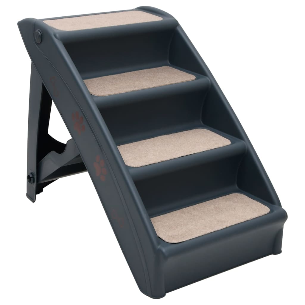 Hundetreppe mit 4 Stufen Klappbar Dunkelgrau - Premium Treppen & Rampen für Haustiere  - Just €69.57! Shop now at homesales4u