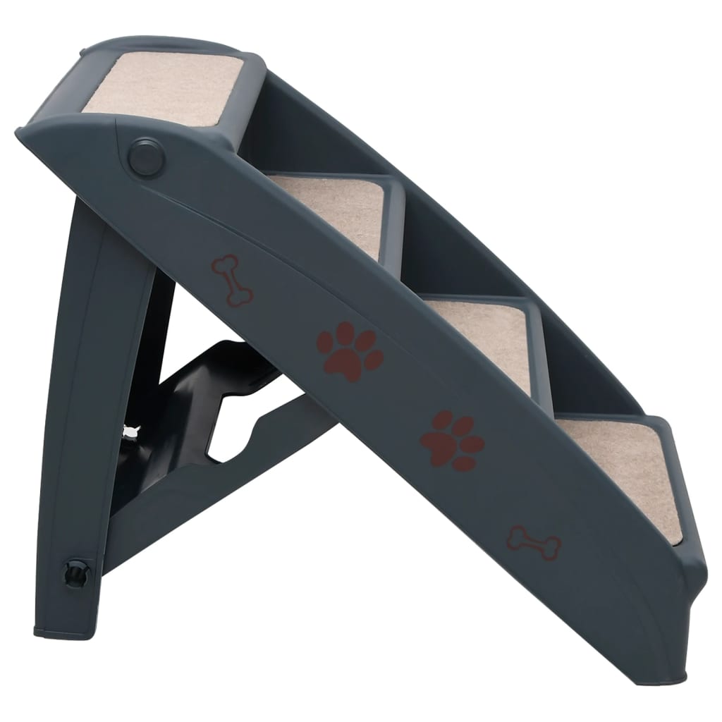 Hundetreppe mit 4 Stufen Klappbar Dunkelgrau - Premium Treppen & Rampen für Haustiere  - Just €69.57! Shop now at homesales4u
