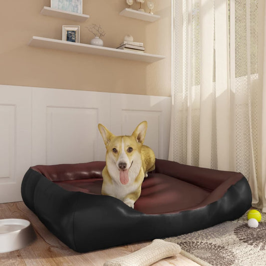Hundebett Schwarz/Braun 80x68x23 cm Kunstleder - Premium Hundebetten  - Just €67.12! Shop now at homesales4u