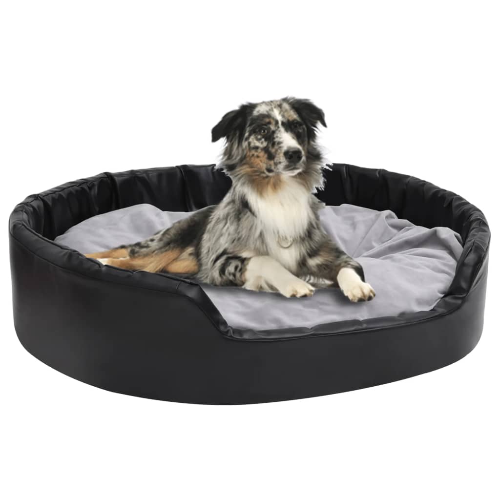 Hundebett Schwarz-Grau 99x89x21 cm Plüsch und Kunstleder - Premium Hundebetten  - Just €88.72! Shop now at homesales4u