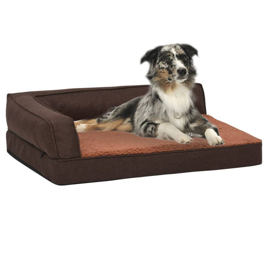 Hundematratze Ergonomisch 60x42 cm Leinenoptik Fleece Braun - Premium Hundebetten  - Just €52.50! Shop now at homesales4u