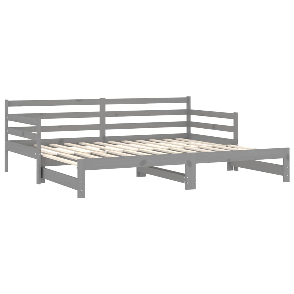 Ausziehbares Tagesbett Grau Massivholz Kiefer 2x(90x200) cm - Premium Betten & Bettgestelle  - Just €237.57! Shop now at homesales4u