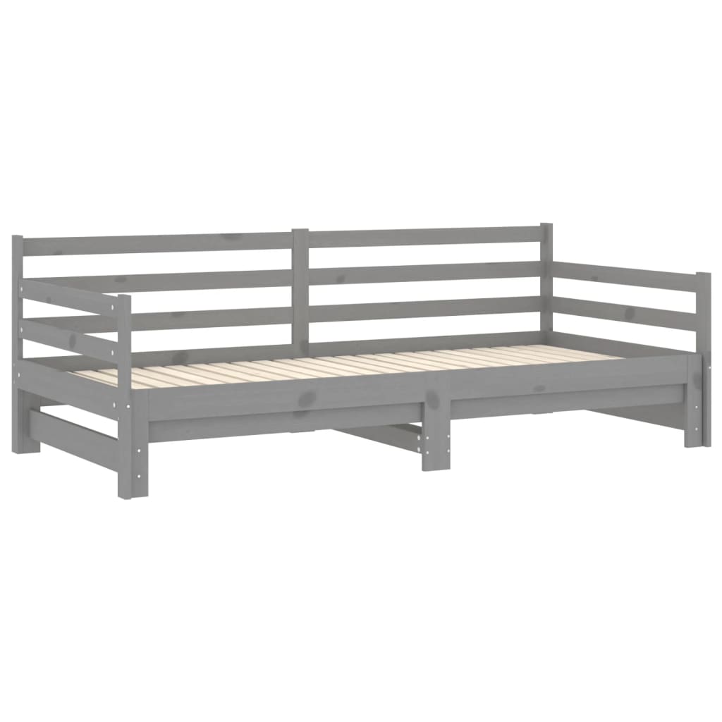 Ausziehbares Tagesbett Grau Massivholz Kiefer 2x(90x200) cm - Premium Betten & Bettgestelle  - Just €237.57! Shop now at homesales4u