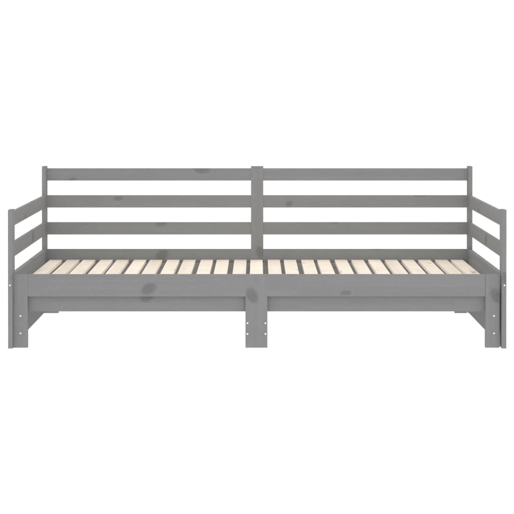Ausziehbares Tagesbett Grau Massivholz Kiefer 2x(90x200) cm - Premium Betten & Bettgestelle  - Just €237.57! Shop now at homesales4u