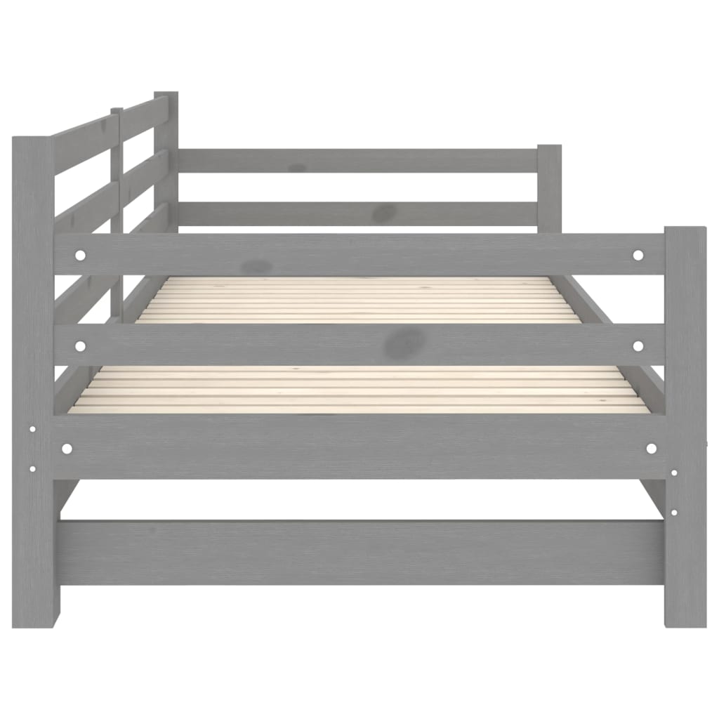 Ausziehbares Tagesbett Grau Massivholz Kiefer 2x(90x200) cm - Premium Betten & Bettgestelle  - Just €237.57! Shop now at homesales4u