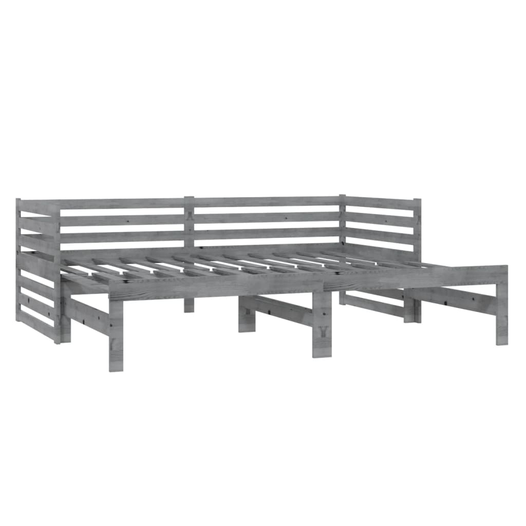 Ausziehbares Tagesbett Grau Massivholz Kiefer 2x(90x200) cm - Premium Betten & Bettgestelle  - Just €277.71! Shop now at homesales4u