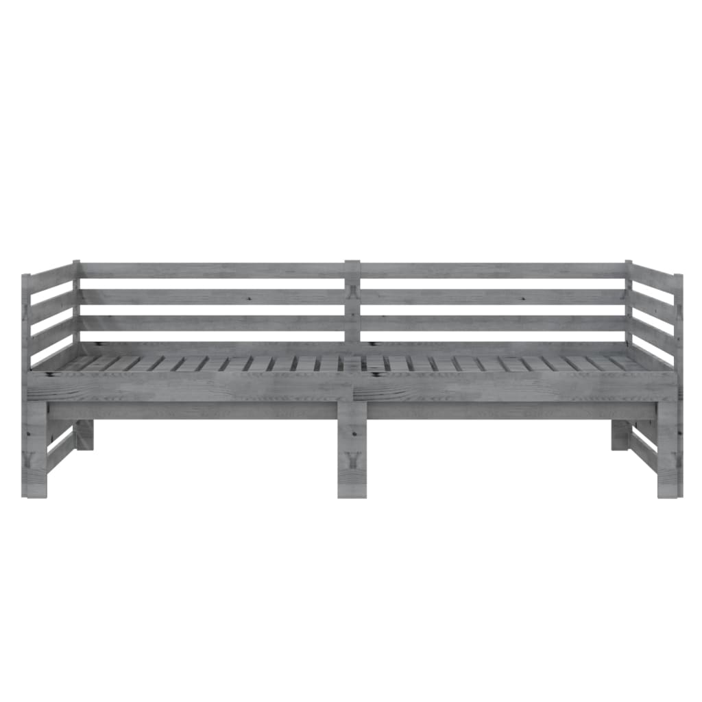 Ausziehbares Tagesbett Grau Massivholz Kiefer 2x(90x200) cm - Premium Betten & Bettgestelle  - Just €277.71! Shop now at homesales4u