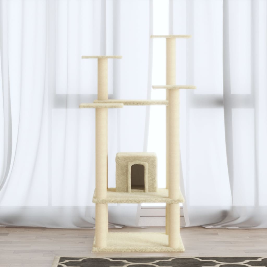 Kratzbaum mit Sisal-Kratzsäulen Creme 110 cm - Premium Kratzbäume  - Just €73.18! Shop now at homesales4u