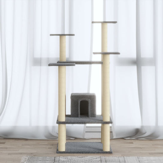 Kratzbaum mit Sisal-Kratzsäulen Hellgrau 110 cm - Premium Kratzbäume  - Just €72.15! Shop now at homesales4u