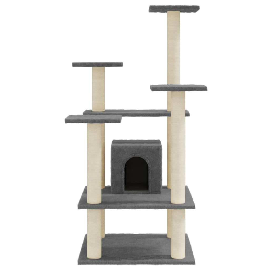 Kratzbaum mit Sisal-Kratzsäulen Dunkelgrau 110 cm - Premium Kratzbäume  - Just €71.25! Shop now at homesales4u