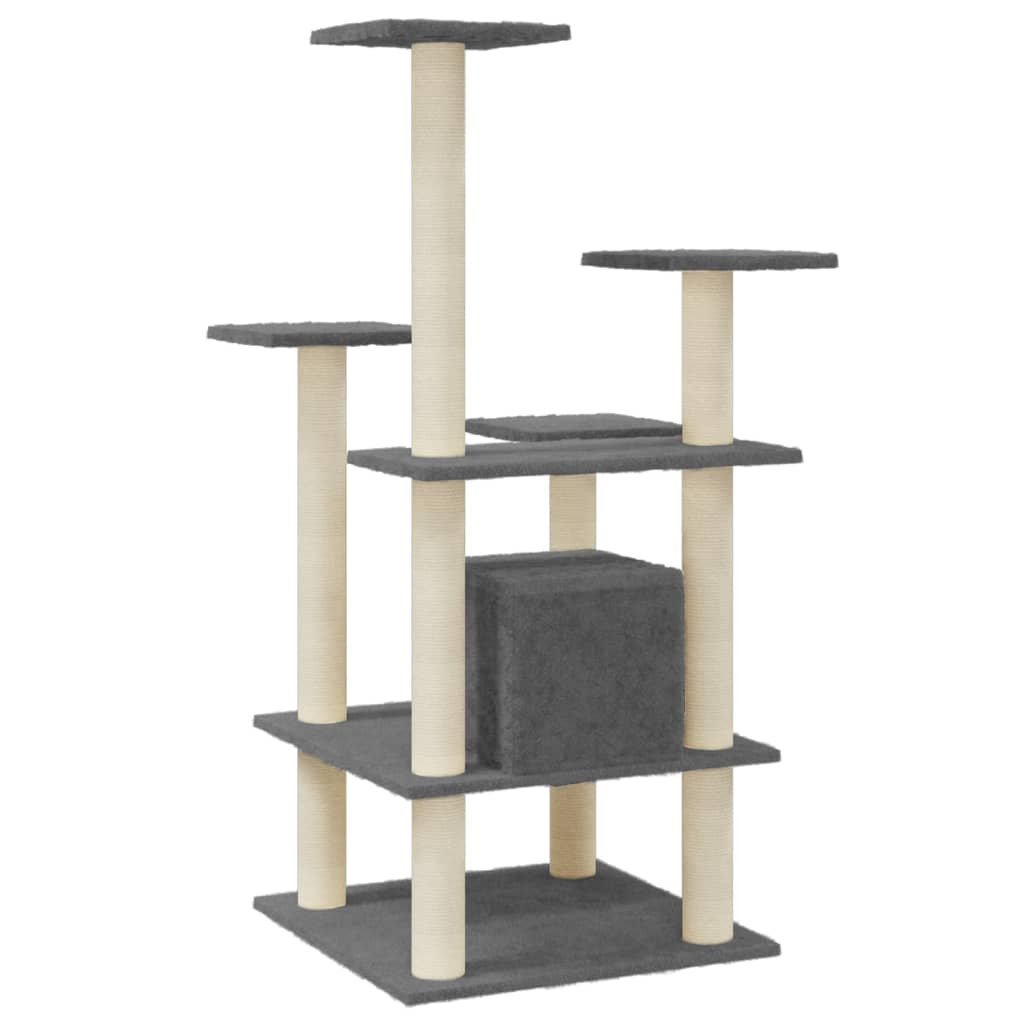 Kratzbaum mit Sisal-Kratzsäulen Dunkelgrau 110 cm - Premium Kratzbäume  - Just €71.25! Shop now at homesales4u