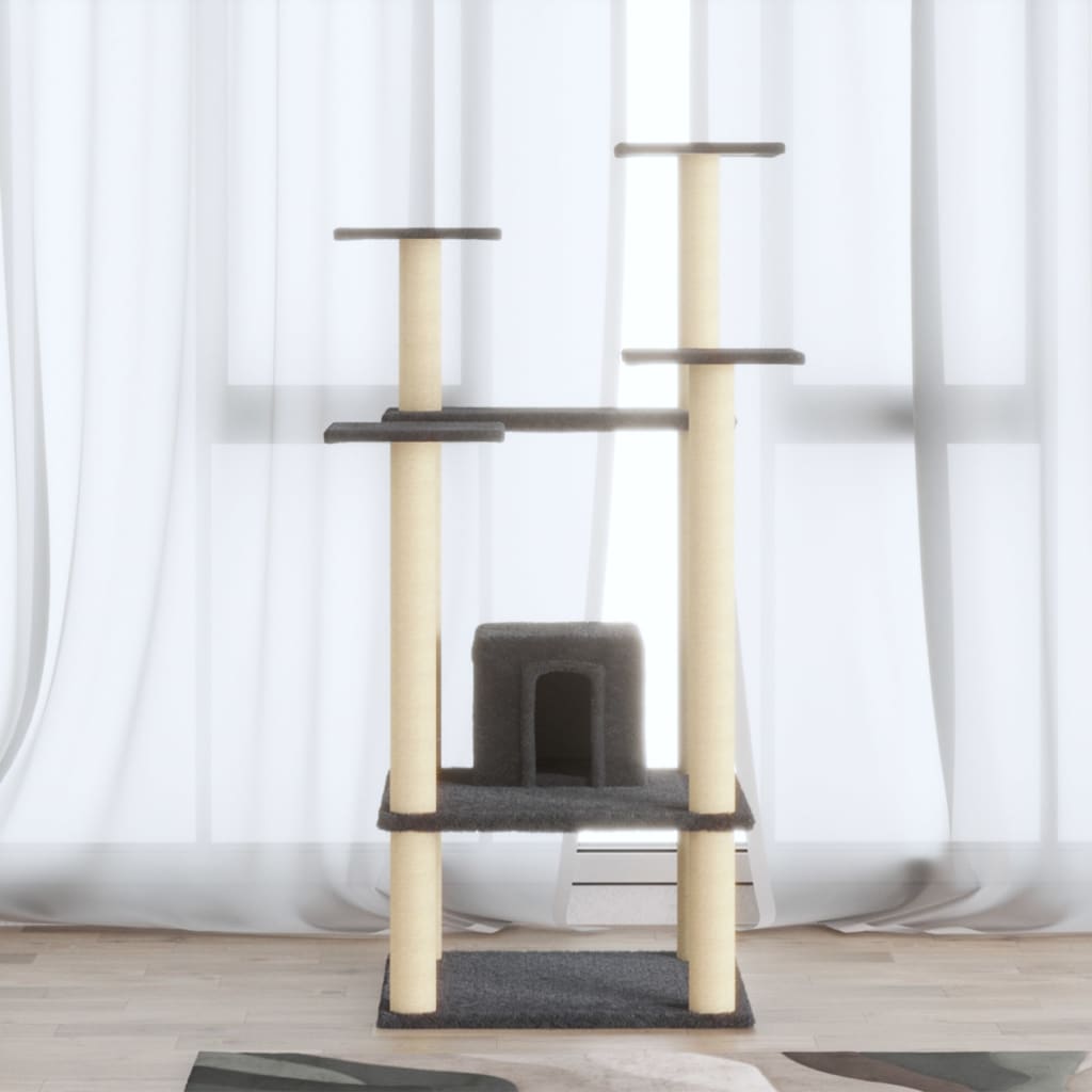 Kratzbaum mit Sisal-Kratzsäulen Dunkelgrau 110 cm - Premium Kratzbäume  - Just €71.25! Shop now at homesales4u