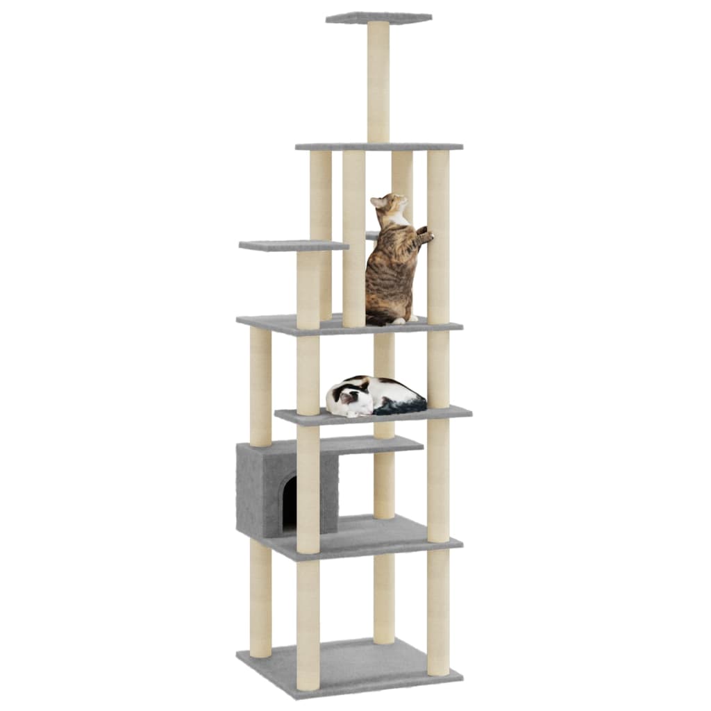 Kratzbaum mit Sisal-Kratzsäulen Hellgrau 183 cm - Premium Kratzbäume  - Just €104.09! Shop now at homesales4u