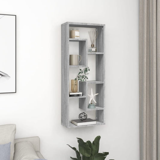 Wandregal Grau Sonoma 36x16x90 cm Holzwerkstoff - Premium Wandregale  - Just €40.95! Shop now at homesales4u