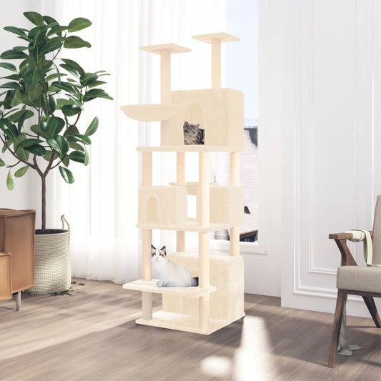 Kratzbaum mit Sisal-Kratzsäulen Creme 180 cm - Premium Kratzbäume  - Just €122.35! Shop now at homesales4u