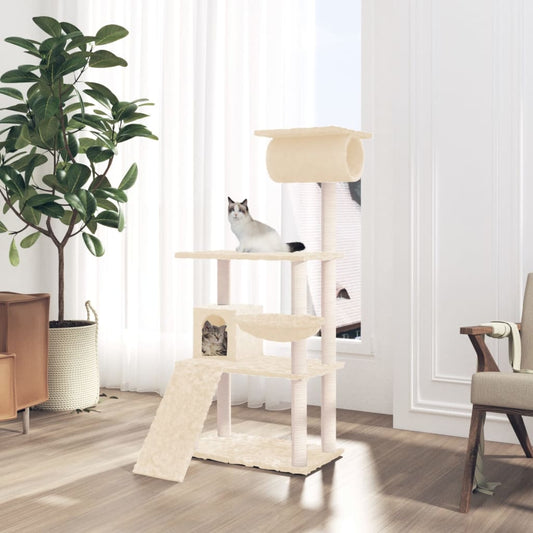Kratzbaum mit Sisal-Kratzsäulen Creme 131 cm - Premium Kratzbäume  - Just €79.20! Shop now at homesales4u