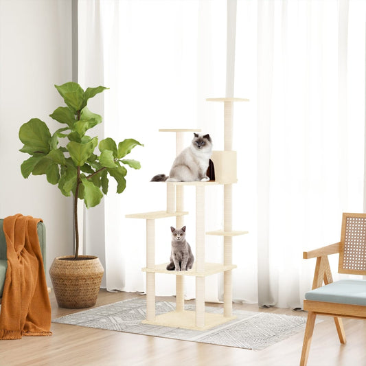 Kratzbaum mit Sisal-Kratzsäulen Creme 153 cm - Premium Kratzbäume  - Just €74.80! Shop now at homesales4u