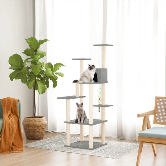 Kratzbaum mit Sisal-Kratzsäulen Hellgrau 153 cm - Premium Kratzbäume  - Just €72.13! Shop now at homesales4u