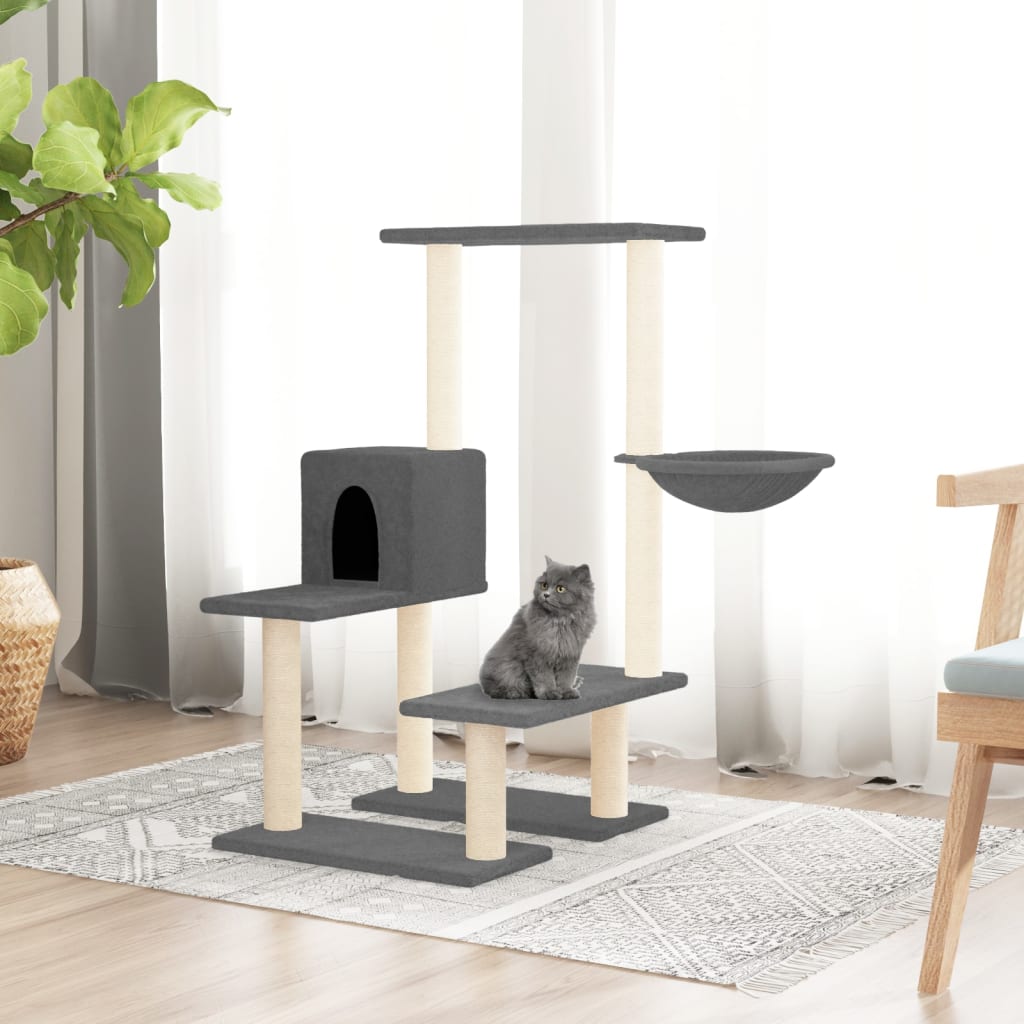 Kratzbaum mit Sisal-Kratzsäulen Dunkelgrau 94,5 cm - Premium Kratzbäume  - Just €52.22! Shop now at homesales4u