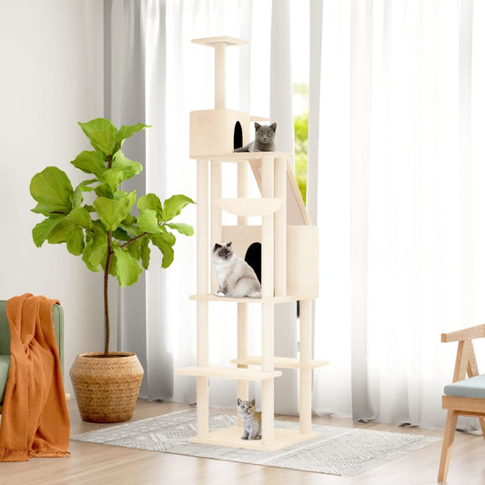 Kratzbaum mit Sisal-Kratzsäulen Creme 201 cm - Premium Kratzbäume  - Just €129.04! Shop now at homesales4u