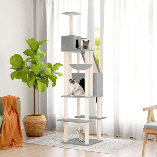 Kratzbaum mit Sisal-Kratzsäulen Hellgrau 201 cm - Premium Kratzbäume  - Just €120.23! Shop now at homesales4u