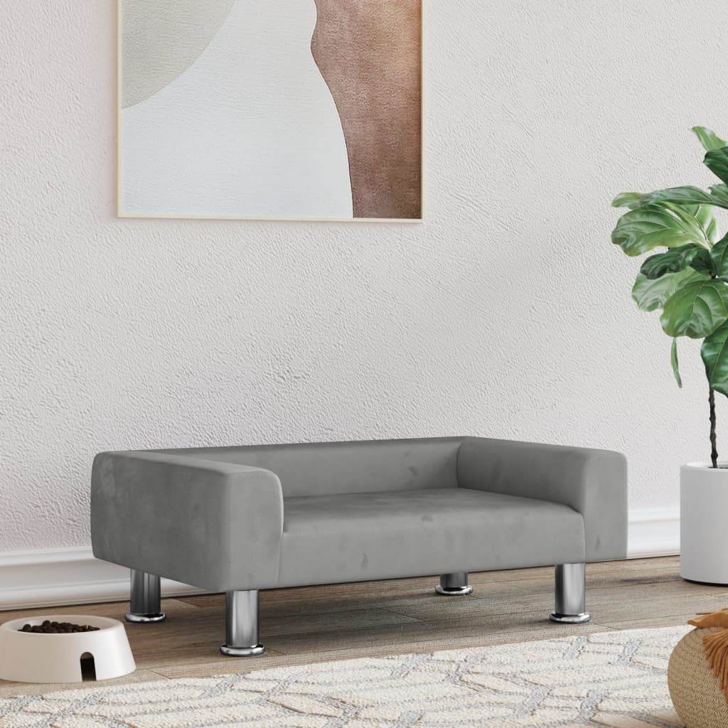 Hundebett Hellgrau 70x45x26,5 cm Samt - Premium Hundebetten  - Just €73.57! Shop now at homesales4u